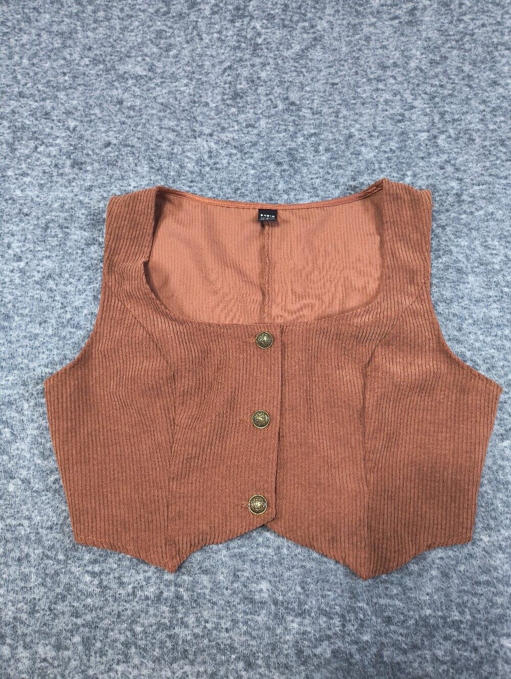 Shein suede corduroy brown waistcoat vest, women's small